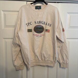 Vintage SDI TPC Sawgrass Stadium Course Sweatshirt Mens Medium Cream Golf 90s